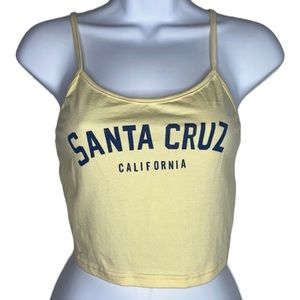 3 for $20 ROMWE Crop Top Santa Cruz Graphic T Spaghetti Straps Butter Yellow S